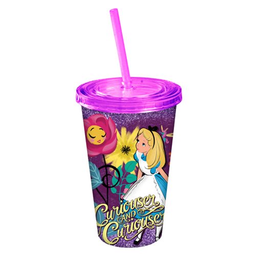 Alice in Wonderland Curiouser and Curiouser Glitter 16 oz. Travel Cup